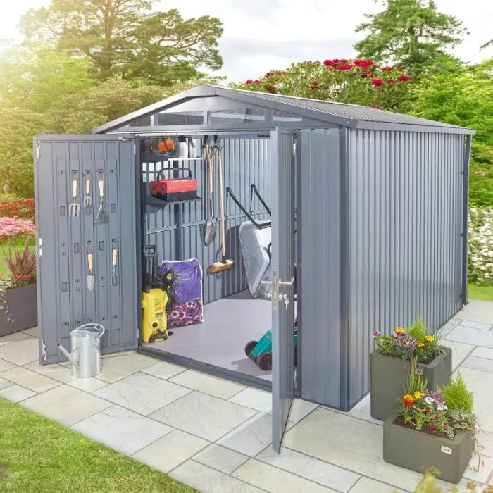 Alton Shed 10FT x 8FT W 3m x D 2.44m x H 2.13m Grey - Outdoor Structures UK