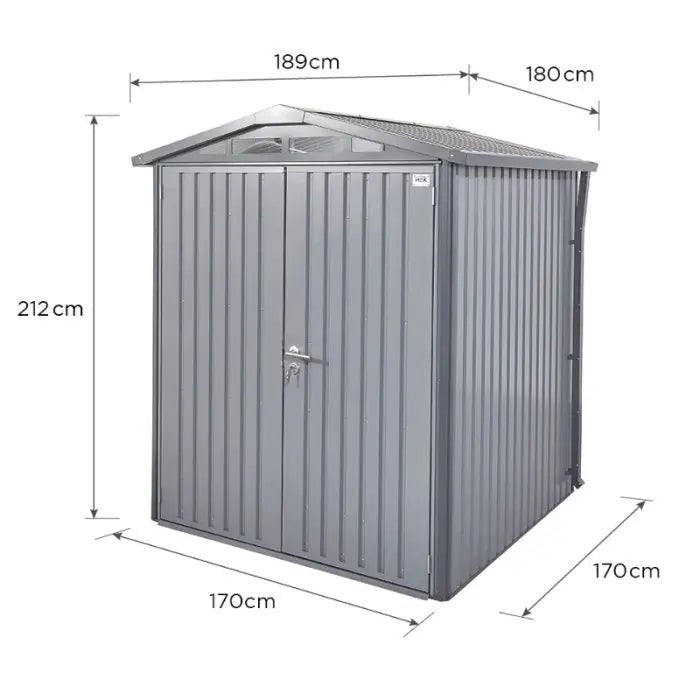 Alton Shed 6FT x 6FT W 1.8m x D 1.84m x H 2.13m Grey - Outdoor Structures UK