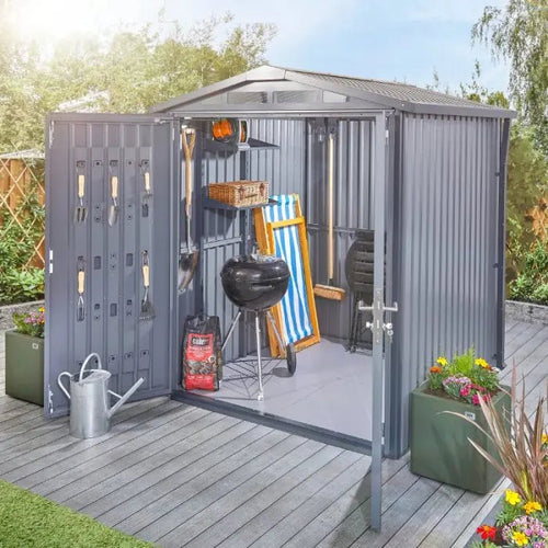 Alton Shed 6FT x 6FT W 1.8m x D 1.84m x H 2.13m Grey - Outdoor Structures UK
