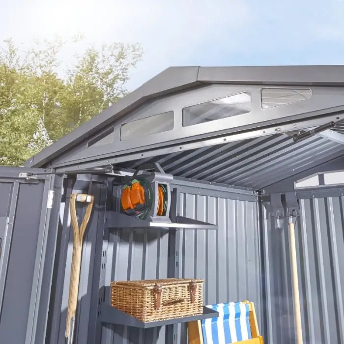 Alton Shed 6FT x 6FT W 1.8m x D 1.84m x H 2.13m Grey - Outdoor Structures UK
