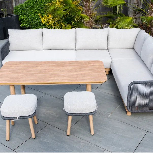 BUXTON - Rope Weave Corner Set with High Table and 2 Stools - Outdoor Structures UK