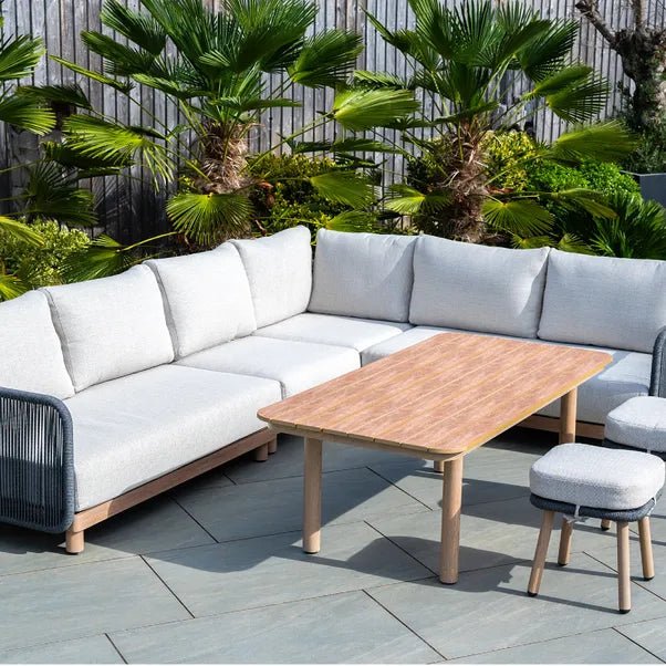 BUXTON - Rope Weave Corner Set with High Table and 2 Stools - Outdoor Structures UK