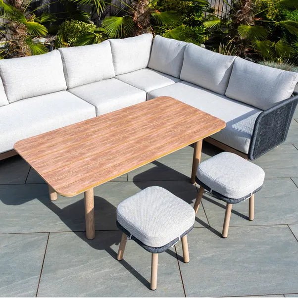 BUXTON - Rope Weave Corner Set with High Table and 2 Stools - Outdoor Structures UK