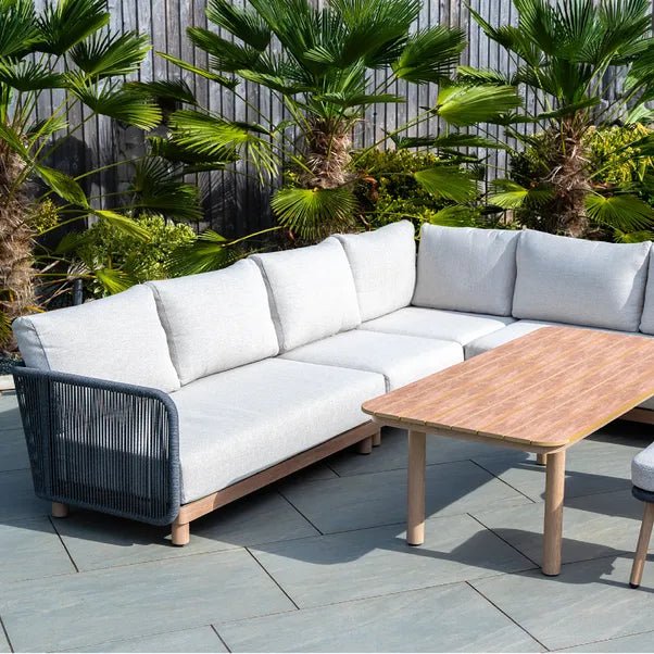 BUXTON - Rope Weave Corner Set with High Table and 2 Stools - Outdoor Structures UK