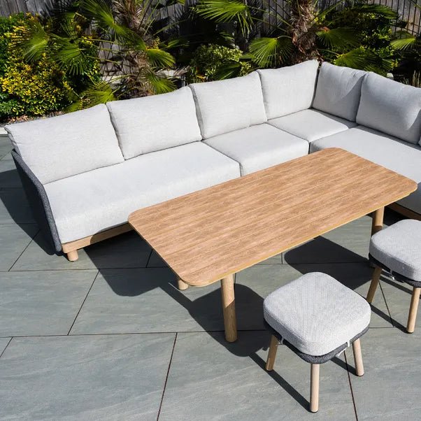 BUXTON - Rope Weave Corner Set with High Table and 2 Stools - Outdoor Structures UK