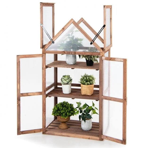 Cold Frame Mini Wooden Greenhouse with Openable Roof - Outdoor Structures UK
