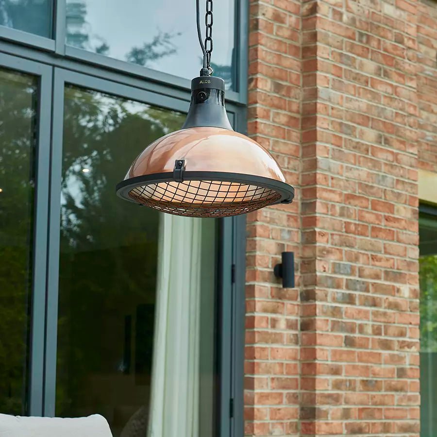 Copper Electric Heater - Pendant - Outdoor Structures UK