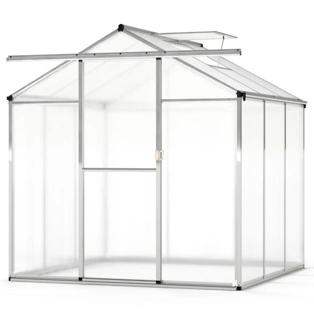 Large Walk‑In Polycarbonate Greenhouse (185 × 185 cm / 244 × 185 cm) - Outdoor Structures UK