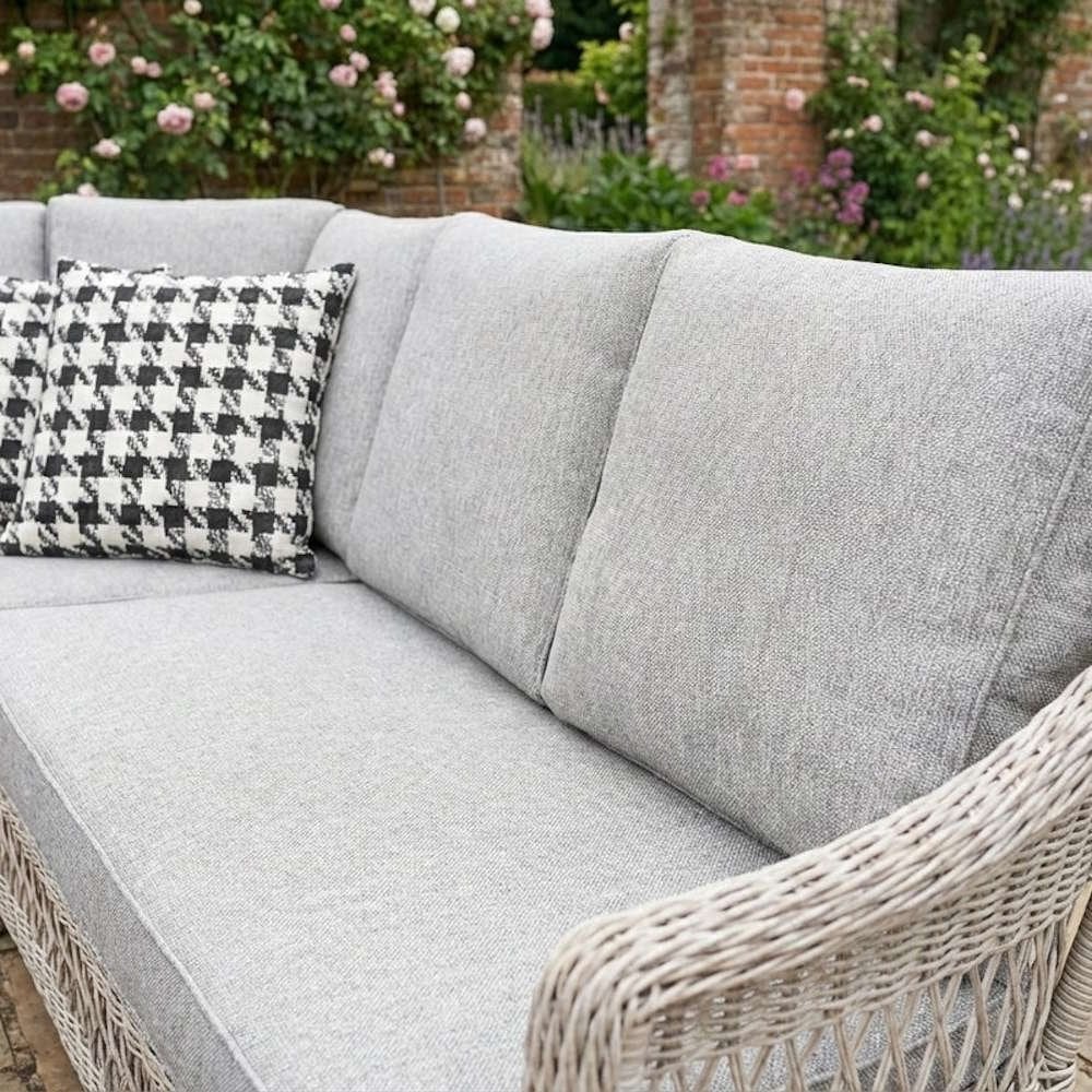 COTSWOLD - Wicker comfort corner set with 2 benches and square height adjustable table