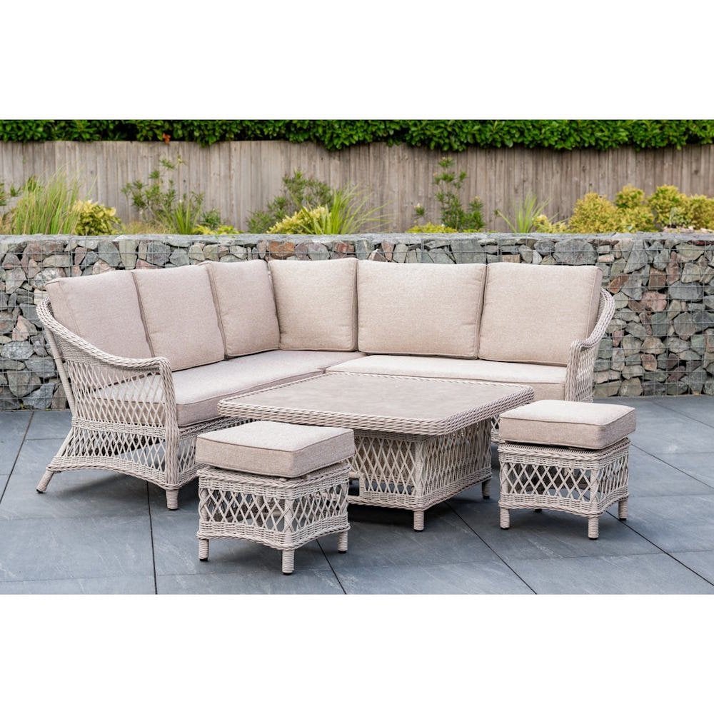 Norfolk Leisure Cotswold Mini Corner Set With Stools And Square Adjustable Table