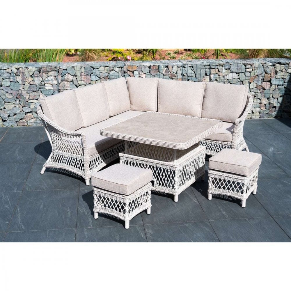 Norfolk Leisure Cotswold Mini Corner Set With Stools And Square Adjustable Table