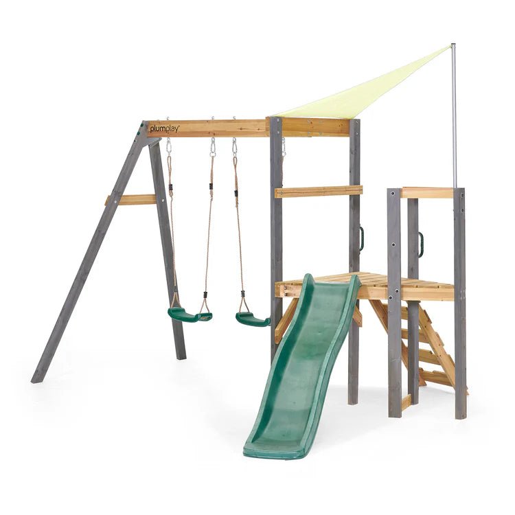Plum® Barbary Wooden Playcentre – Swing, Slide & Climbing Frame - Outdoor Structures UK