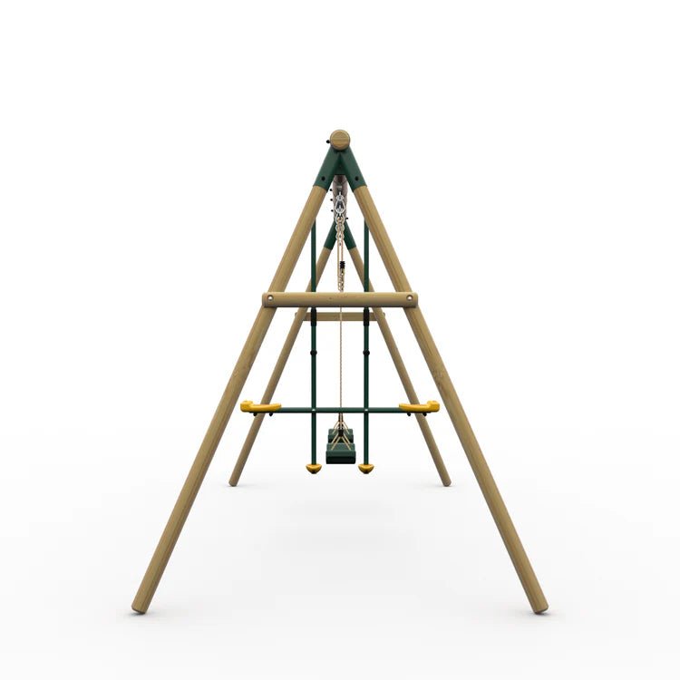Plum® ColobusTM Wooden Garden Swing Set - Double Swing & Glider - Green - Outdoor Structures UK