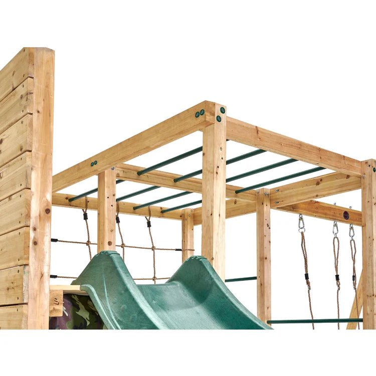Plum Cube with Swing Arm – Wooden Climbing & Swing Play Centre - Outdoor Structures UK