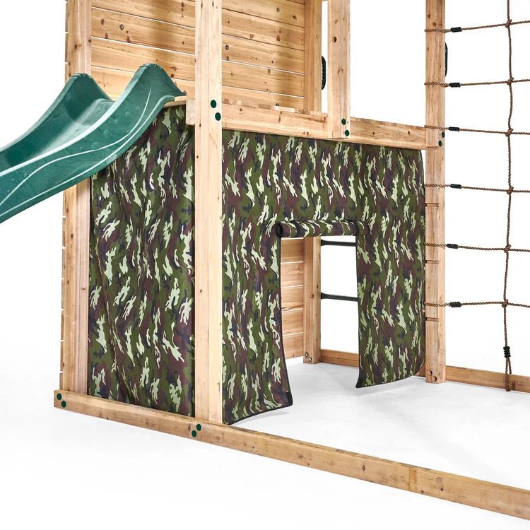 Plum Cube with Swing Arm – Wooden Climbing & Swing Play Centre - Outdoor Structures UK