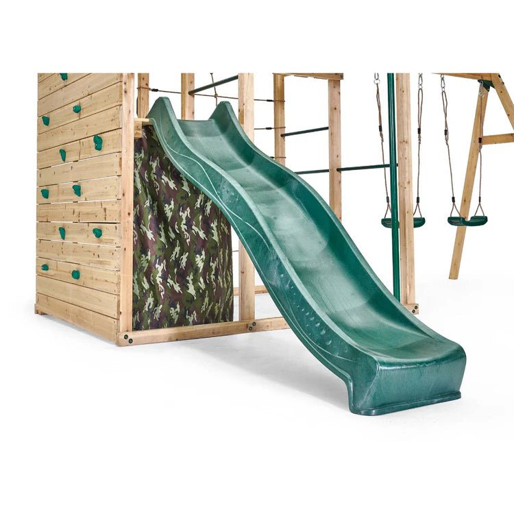 Plum Cube with Swing Arm – Wooden Climbing & Swing Play Centre - Outdoor Structures UK