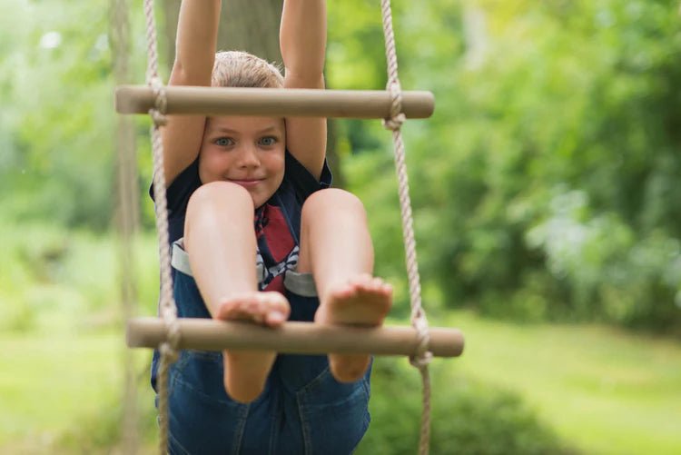 Plum® GibbonTM Wooden Swing Set - Double Swing, Rope & Ladder - Green - Outdoor Structures UK