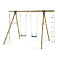 Plum® GibbonTM Wooden Swing Set - Double Swing, Rope & Ladder - Green - Outdoor Structures UK