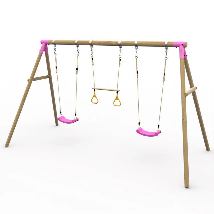 Plum Mangabey Wooden Swing Set with Trapeze - Outdoor Structures UK
