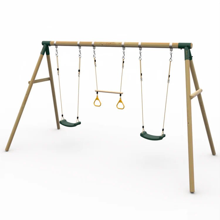 Plum Mangabey Wooden Swing Set with Trapeze - Outdoor Structures UK