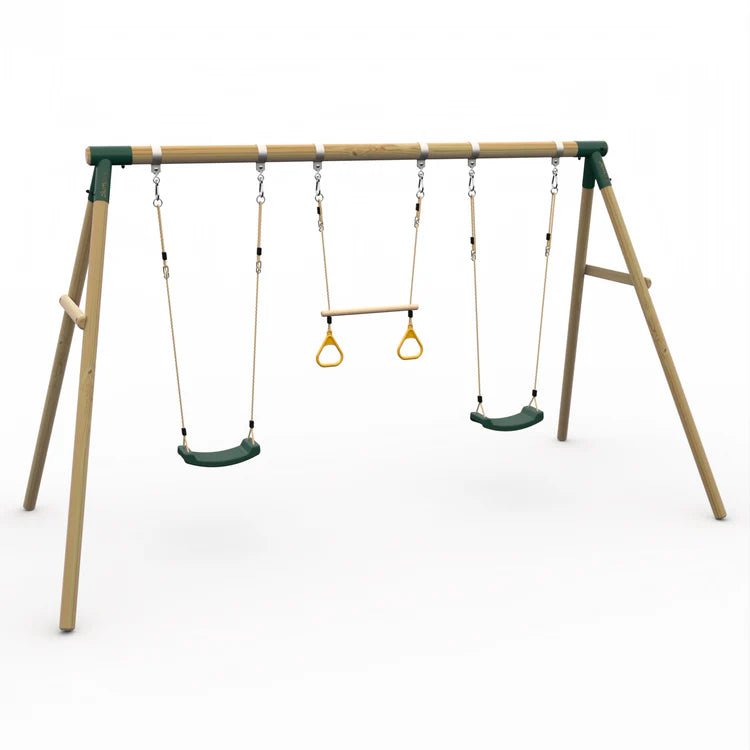 Plum Mangabey Wooden Swing Set with Trapeze - Outdoor Structures UK