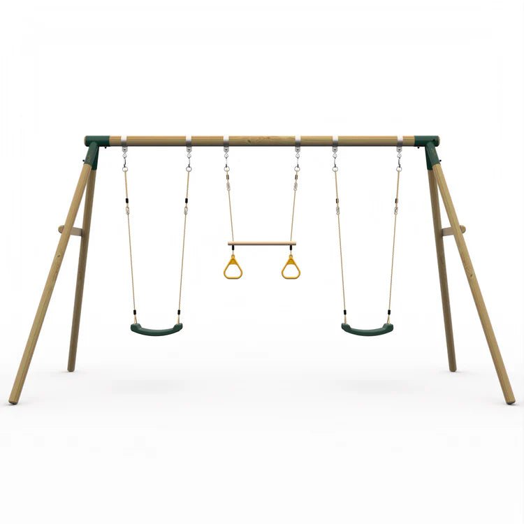 Plum Mangabey Wooden Swing Set with Trapeze - Outdoor Structures UK