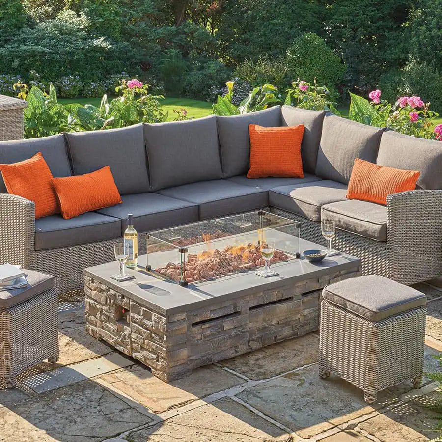 Stone Fire Pit Coffee Table 132 x 85cm - Outdoor Structures UK