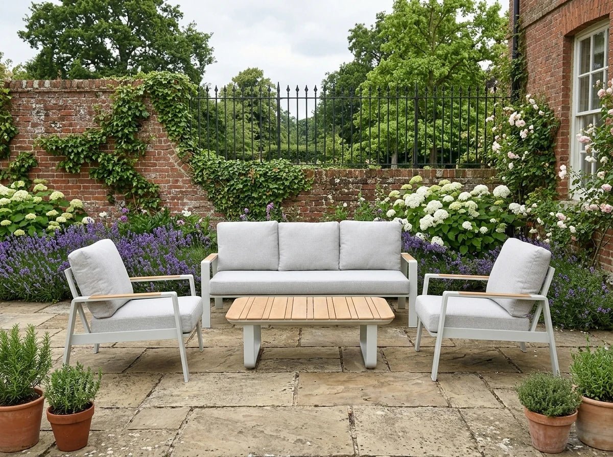 THORNBURY - Aluminium Slated Sofa Set - Outdoor Structures UK