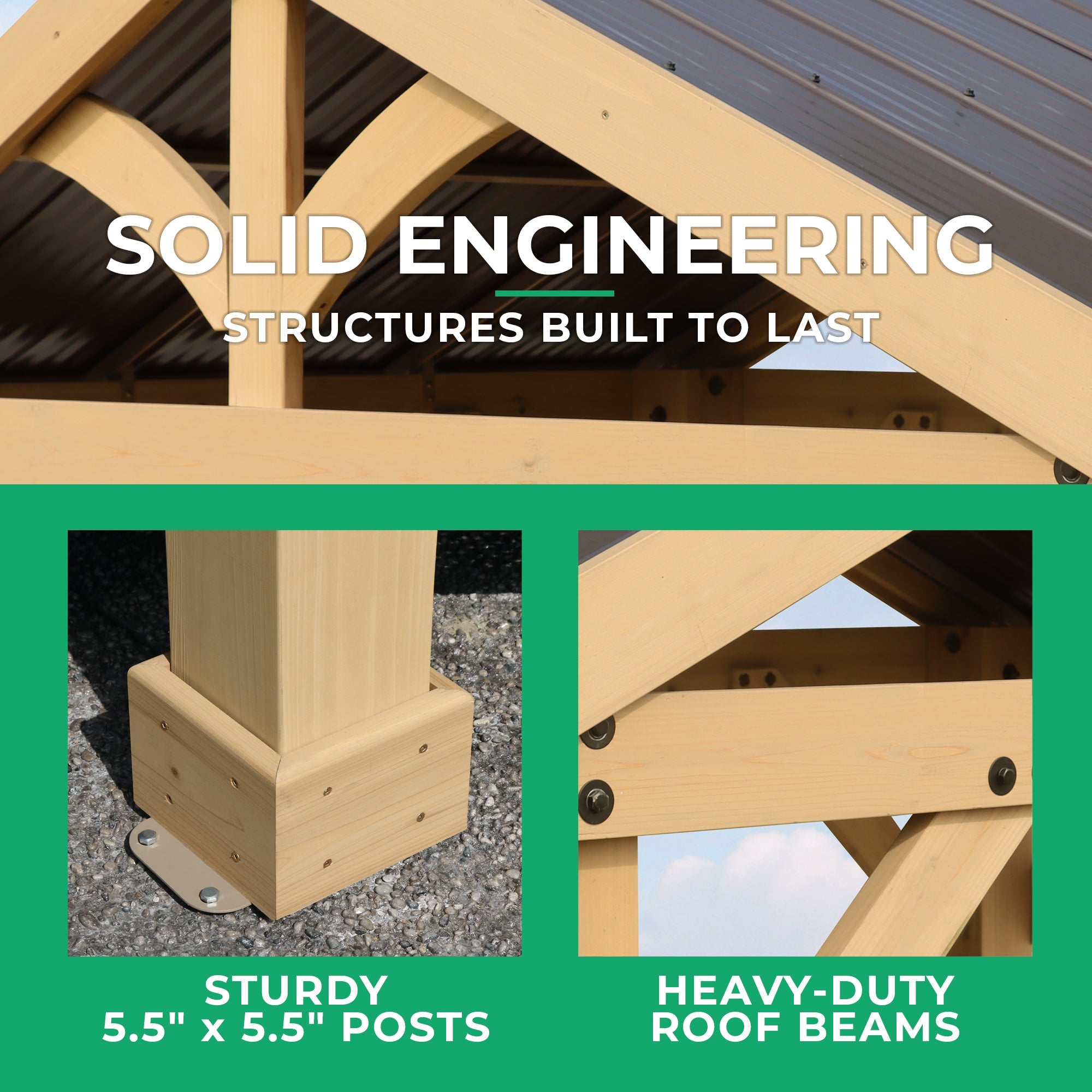 Yardistry Compact Wooden Pavilion 5.8ft x 8ft (1.7m x 2.4m) - Outdoor Structures UK