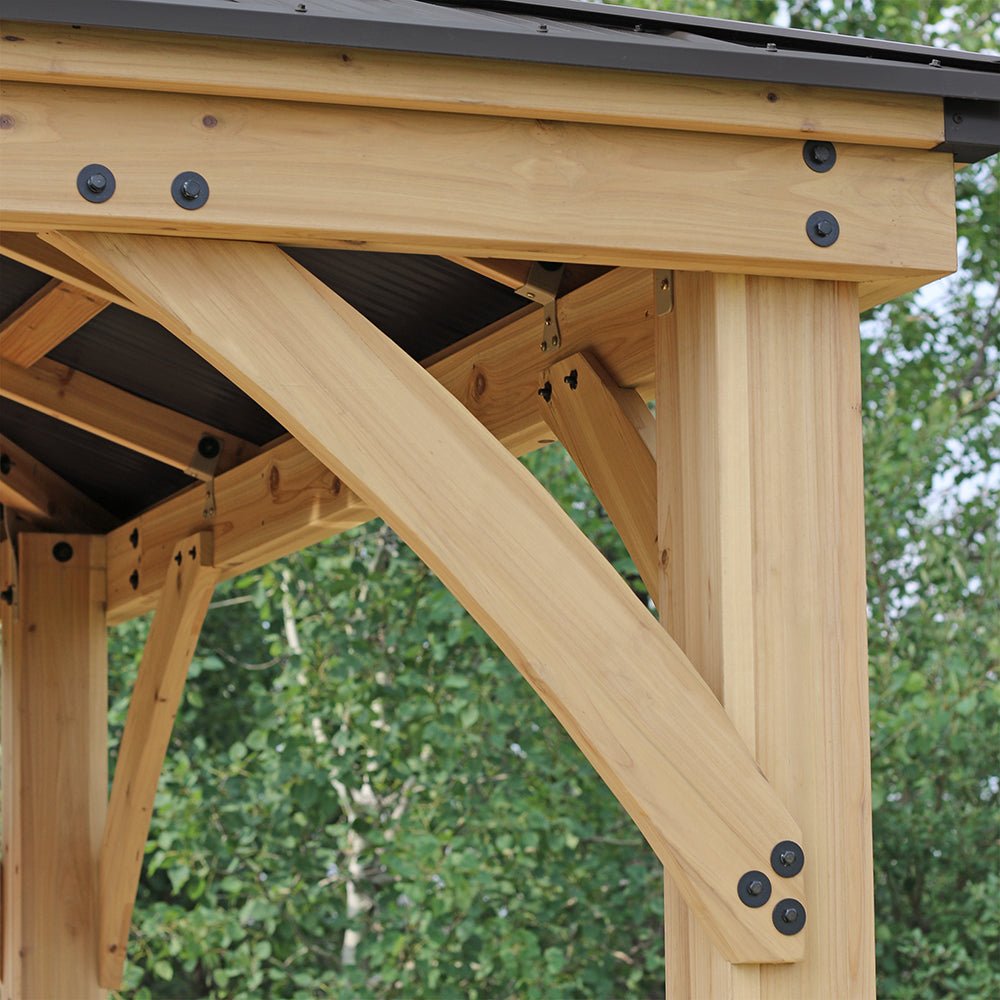 Yardistry Wooden Gazebo 10ft x 10ft (3m x 3m) with Wooden Shelf - Outdoor Structures UK