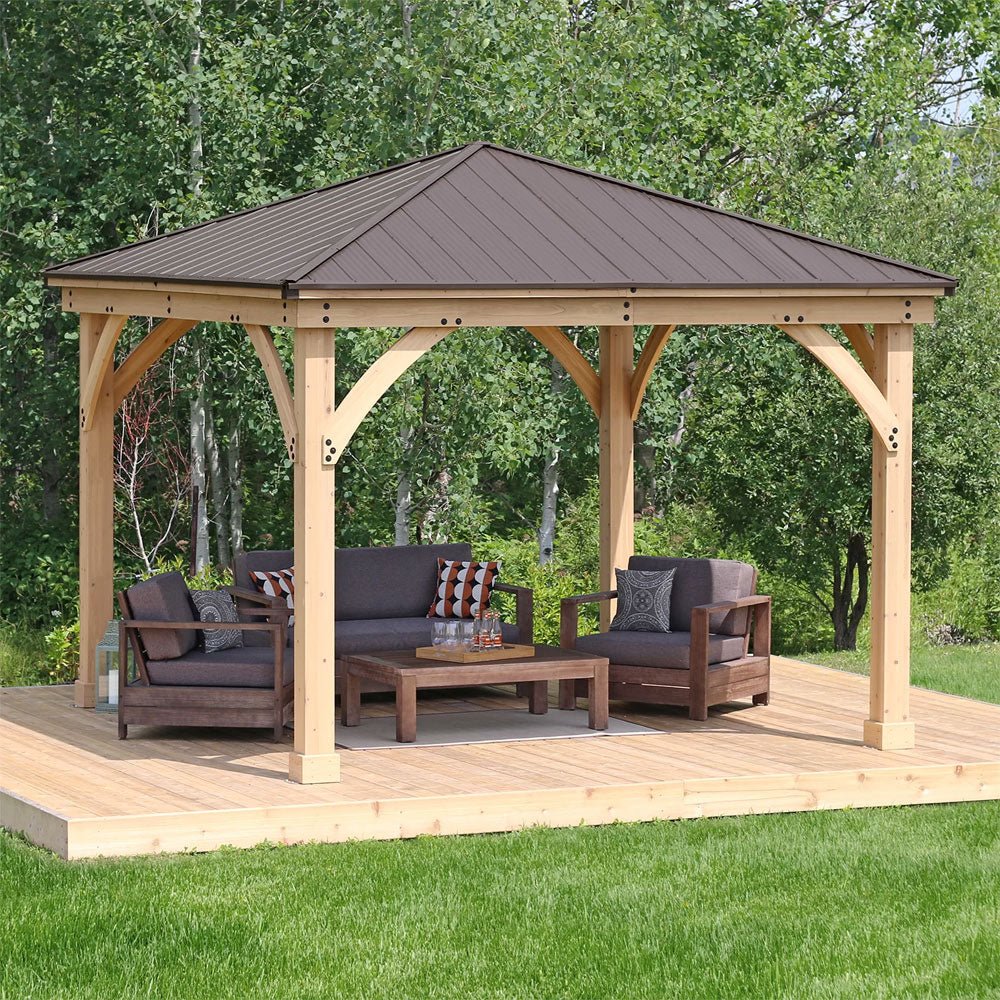 Yardistry Wooden Gazebo 12ft x 12ft (3.7m x 3.7m) - Outdoor Structures UK