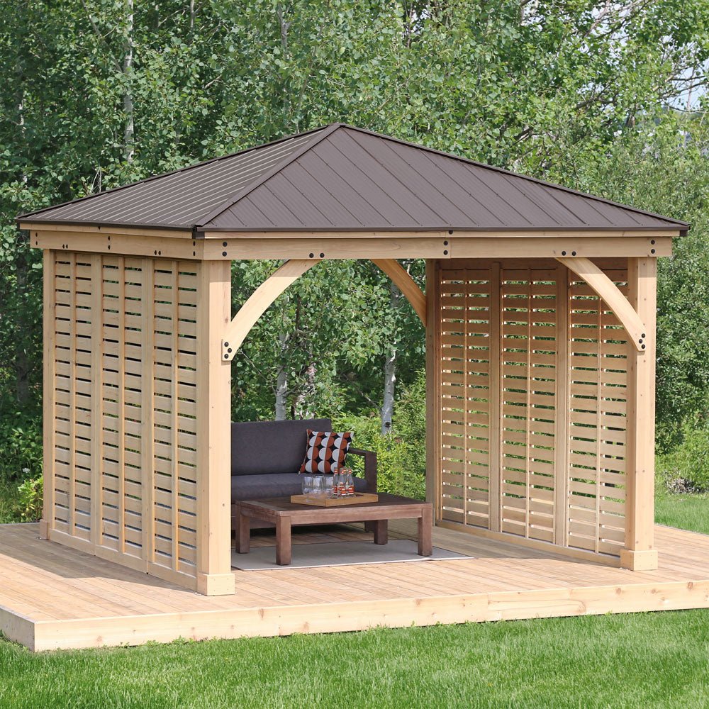 Yardistry Wooden Gazebo 12ft x 12ft (3.7m x 3.7m) with Double Wall - Outdoor Structures UK
