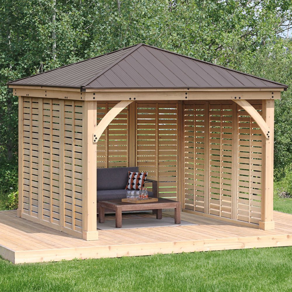Yardistry Wooden Gazebo 12ft x 12ft (3.7m x 3.7m) with Triple Wall - Outdoor Structures UK