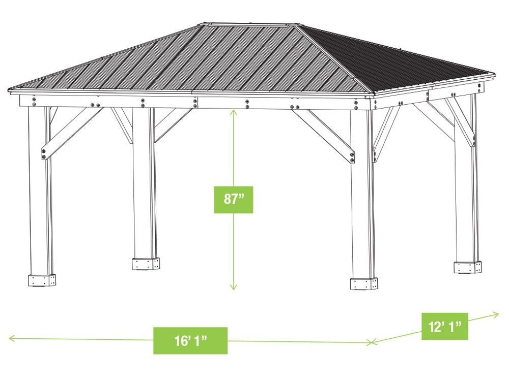 Yardistry Wooden Gazebo 12ft x 16ft (3.7m x 4.9m) - Outdoor Structures UK