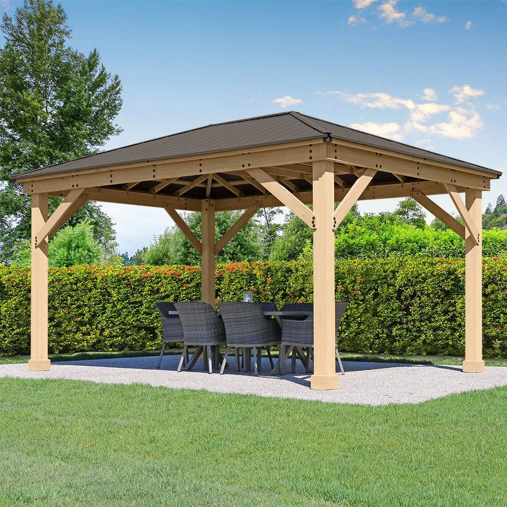 Yardistry Wooden Gazebo 12ft x 16ft (3.7m x 4.9m) - Outdoor Structures UK