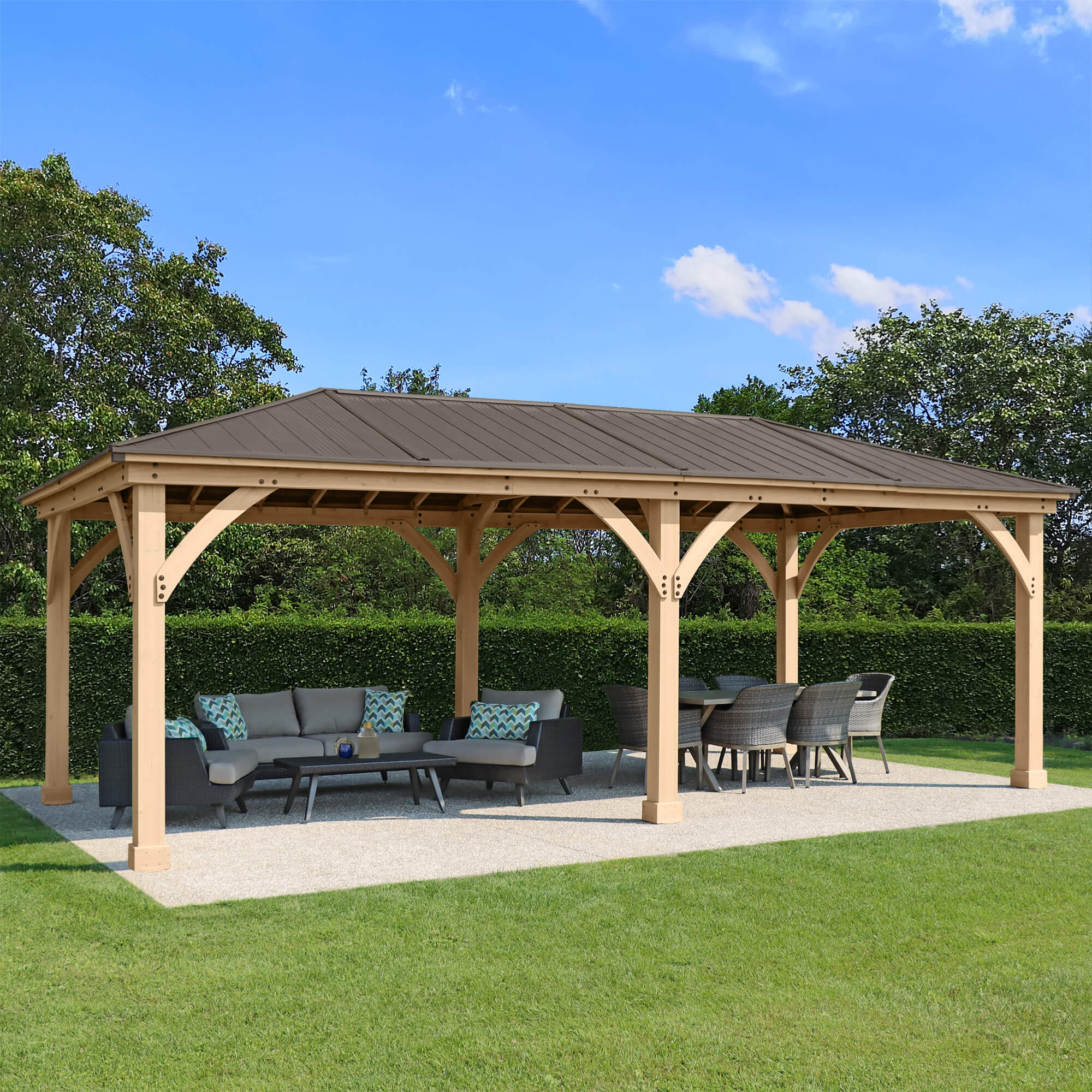 Yardistry Wooden Gazebo 12ft x 24ft (3.7m x 7.4m) - Outdoor Structures UK