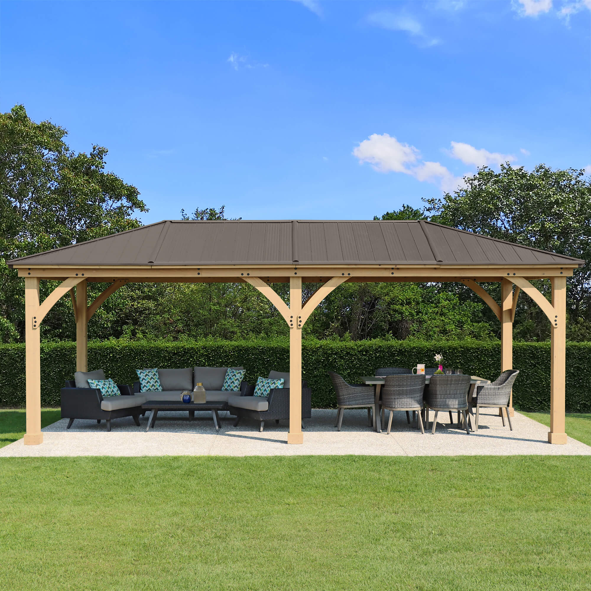 Yardistry Wooden Gazebo 12ft x 24ft (3.7m x 7.4m) - Outdoor Structures UK