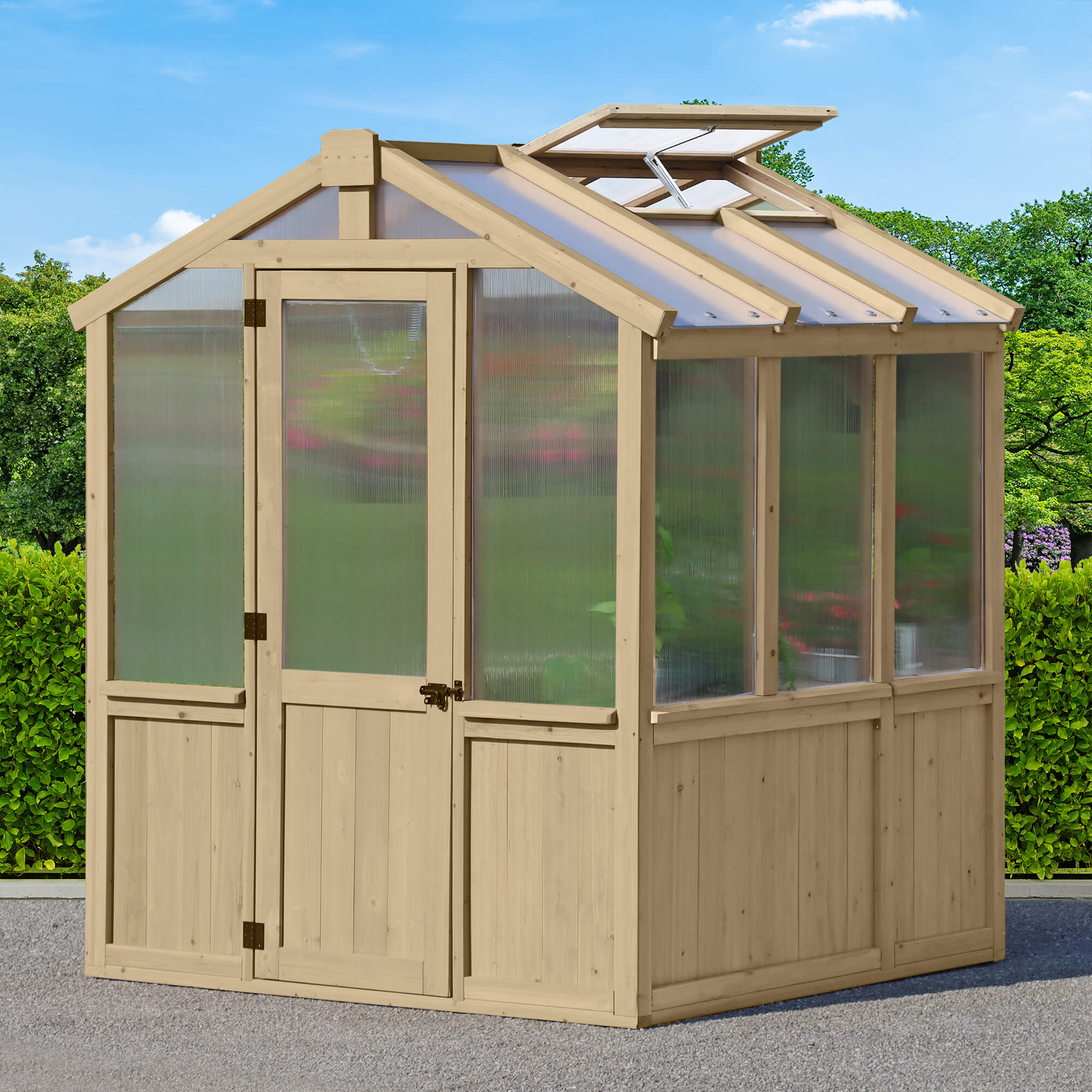 Yardistry Wooden Greenhouse 6.7ft x 6ft (2.3m x 2m) - Outdoor Structures UK