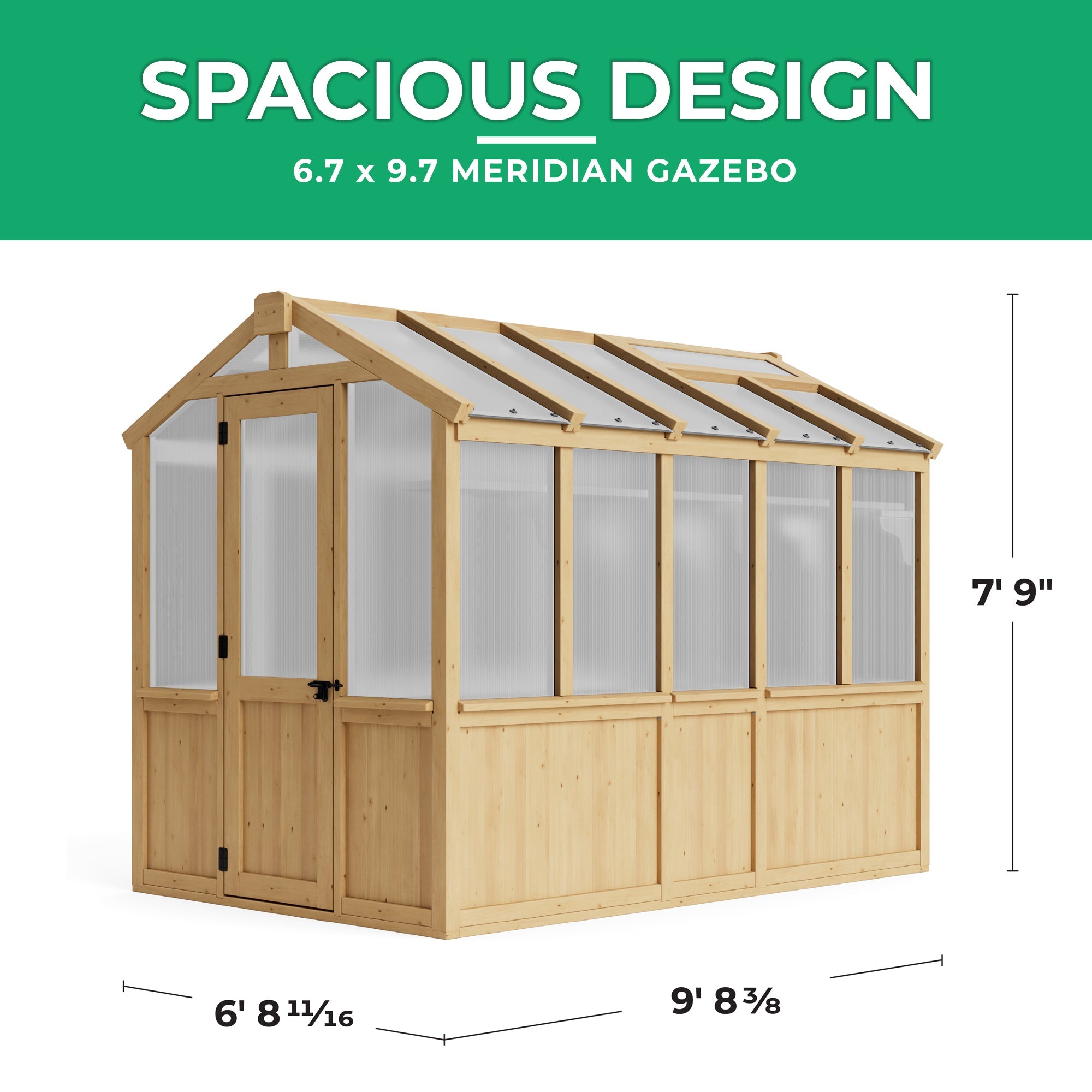 Yardistry Wooden Greenhouse 6.7ft x 9.7ft (2.04m x 2.9m) - Outdoor Structures UK