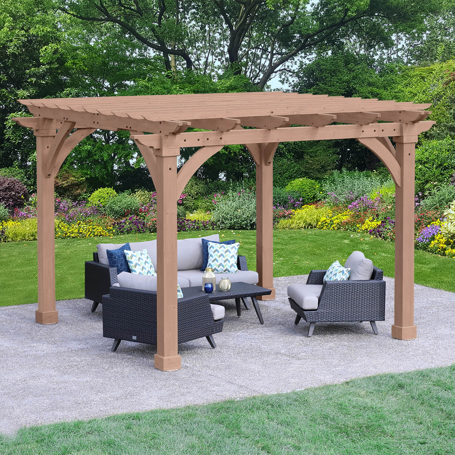 Yardistry Wooden Pergola 12ft x 12ft (3.7m x 3.7m) - Outdoor Structures UK