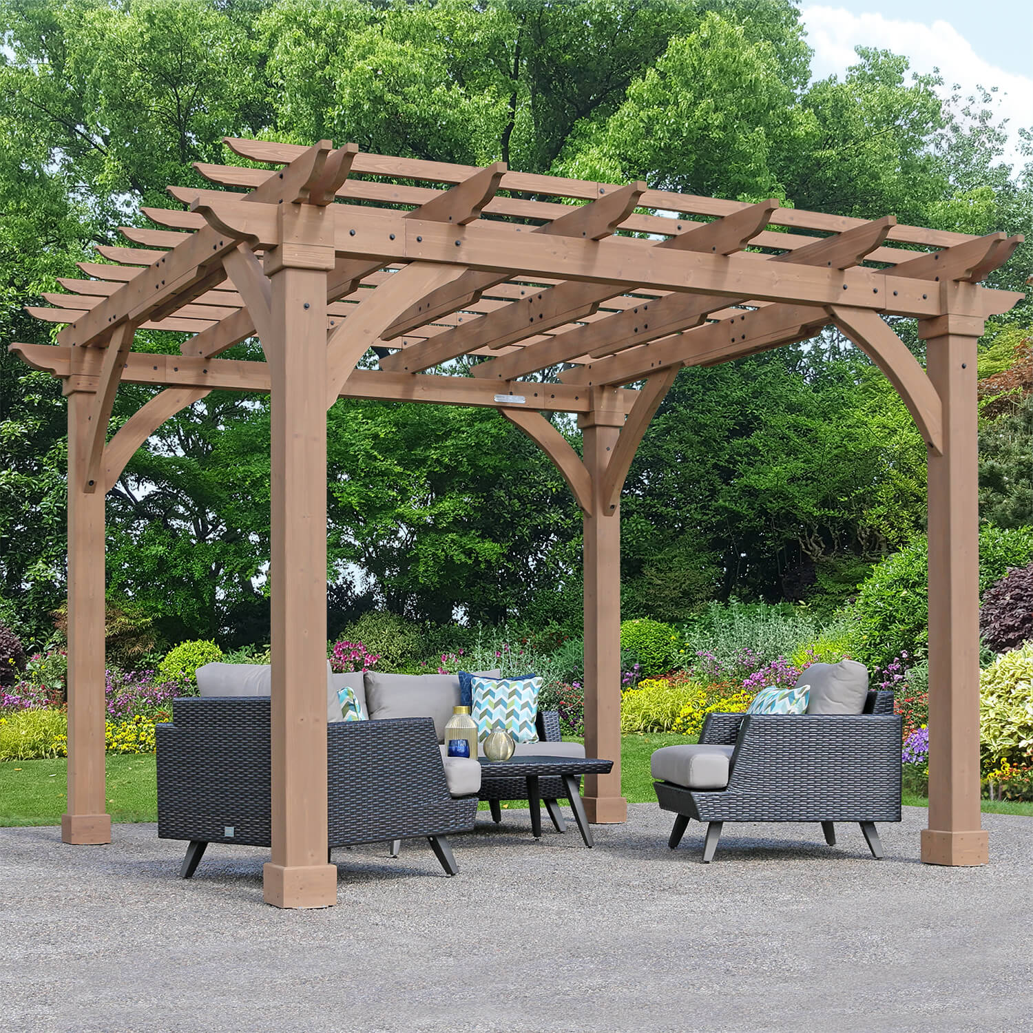 Yardistry Wooden Pergola 12ft x 12ft (3.7m x 3.7m) - Outdoor Structures UK