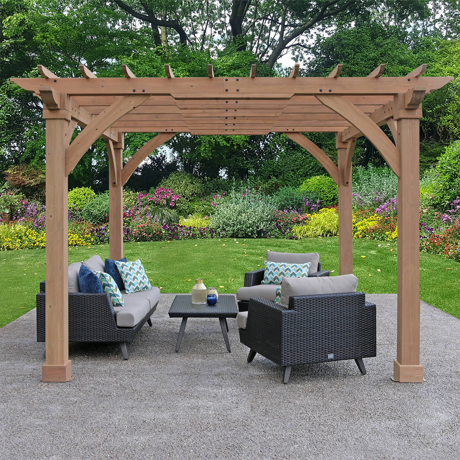 Yardistry Wooden Pergola 12ft x 12ft (3.7m x 3.7m) - Outdoor Structures UK