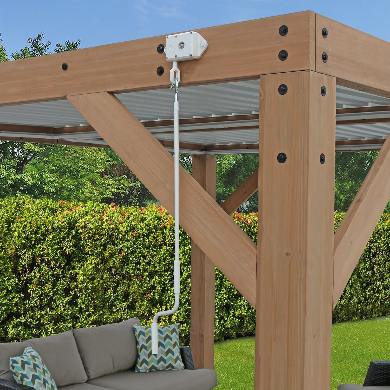 Yardistry Wooden Pergola 13ft x 11ft (4m x 3.4m) With Louvered Roof - Outdoor Structures UK