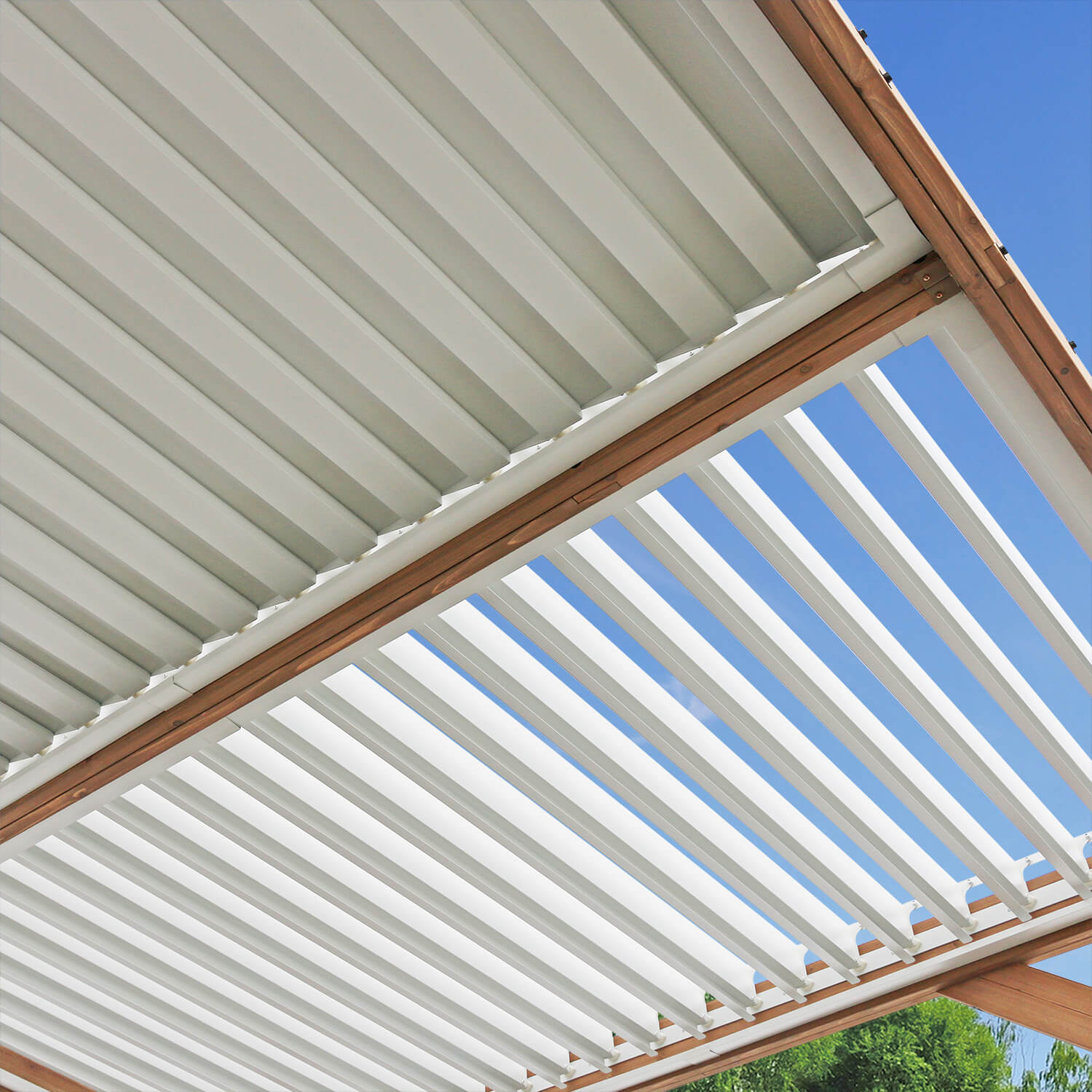 Yardistry Wooden Pergola 13ft x 11ft (4m x 3.4m) With Louvered Roof - Outdoor Structures UK
